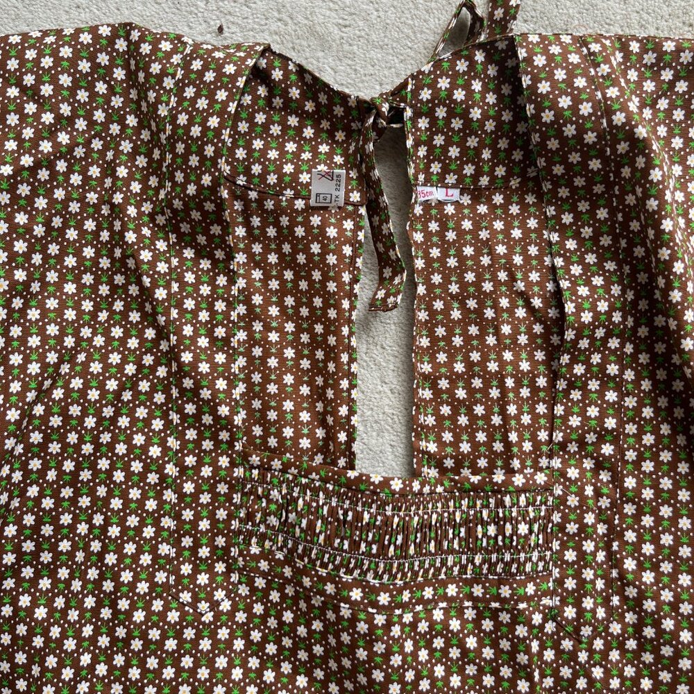 Vintage Japanese Calico Print Cotton House Dress / Apron Women's Large - Picture 12 of 15